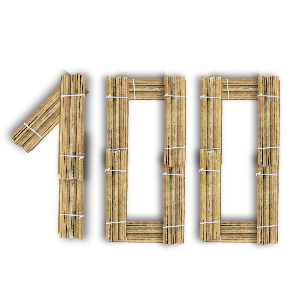 Lot de 100 planches de palettes - 105 à 119 cm - Largeur 9 à 14 cm