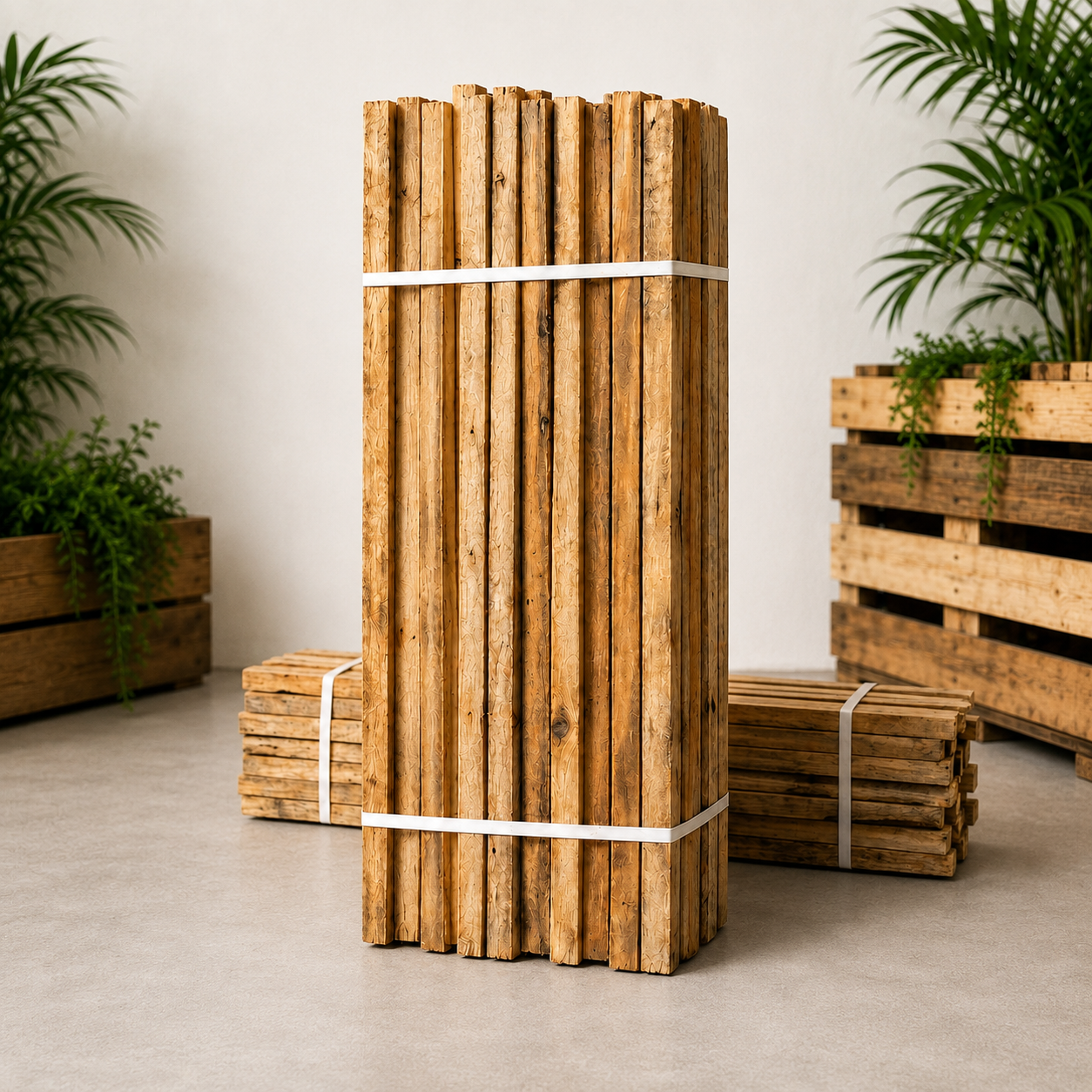 Lot de 140 planches de palettes - 114/120cm